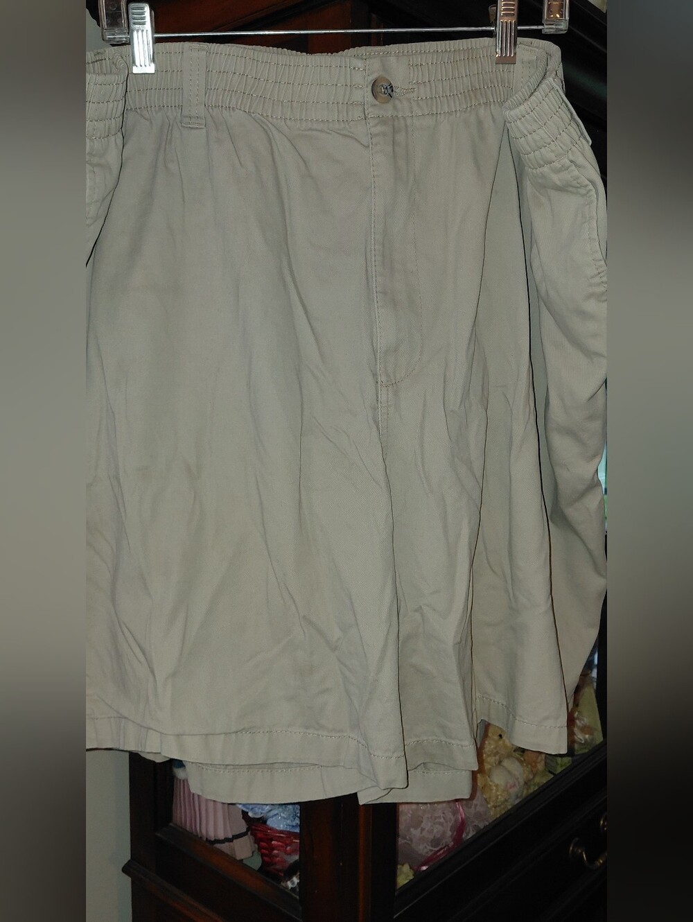 Big Men's Khaki Elastic-Waist Shorts